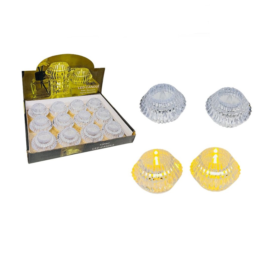 Vela pila transparente redonda caja x12 