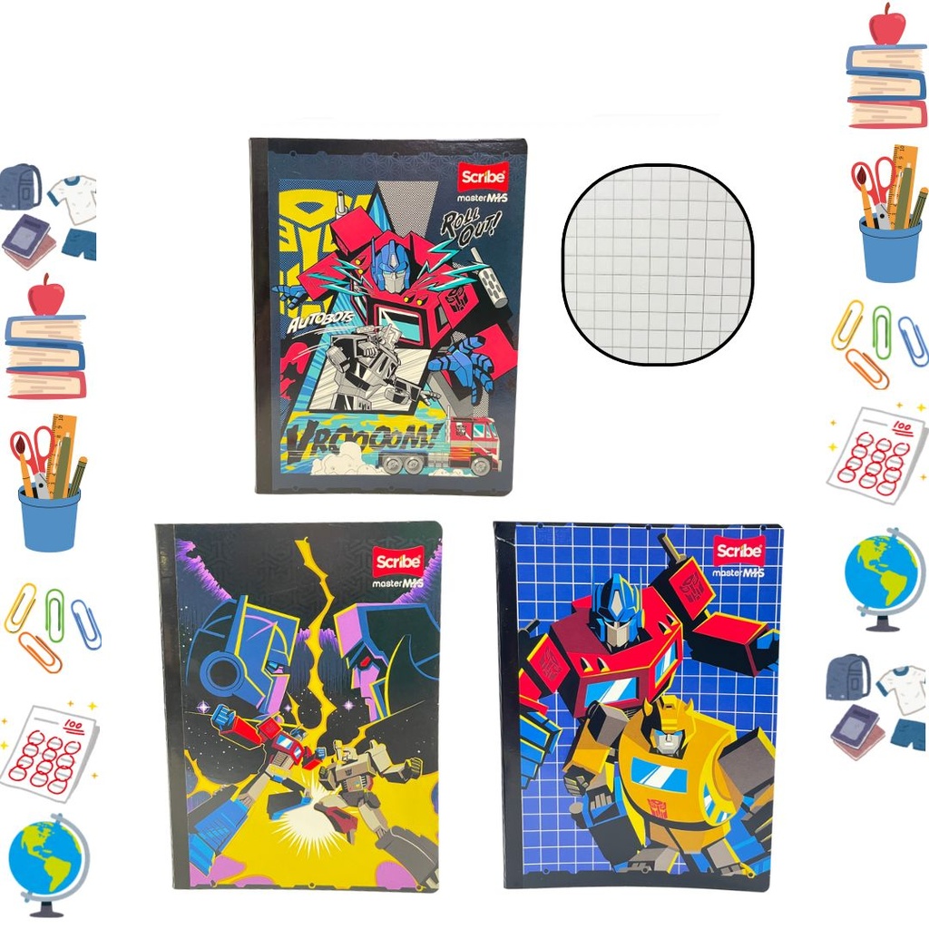 Cuaderno cosido scribe licencia 100H cuadros Transformers 