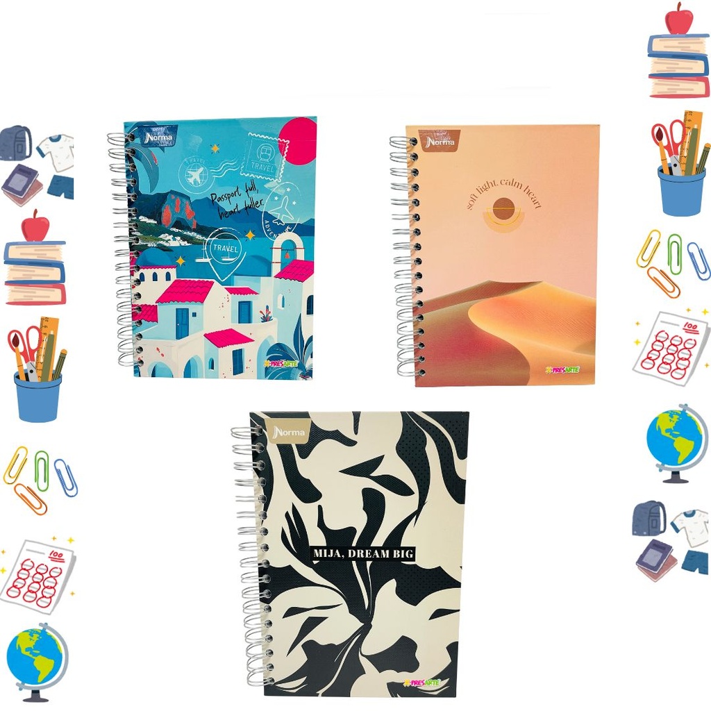 Cuaderno xpresarte 5 materias dura book pequeño femenino 