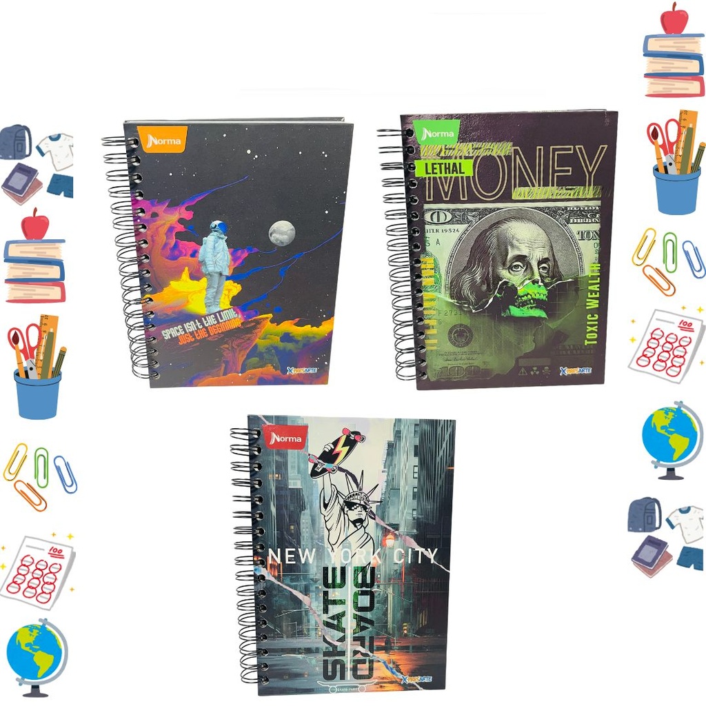 Cuaderno xpresarte 5 materias dura book pequeño masculino 