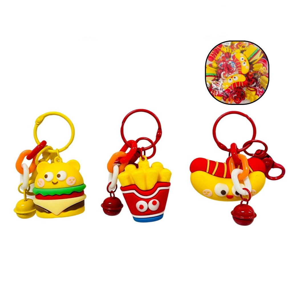 Llavero grande fino comidas rapidas pqt X12  