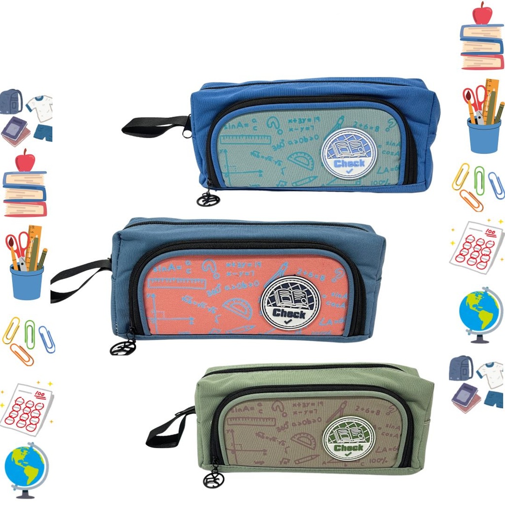 Cartuchera fina check 2 cierre 