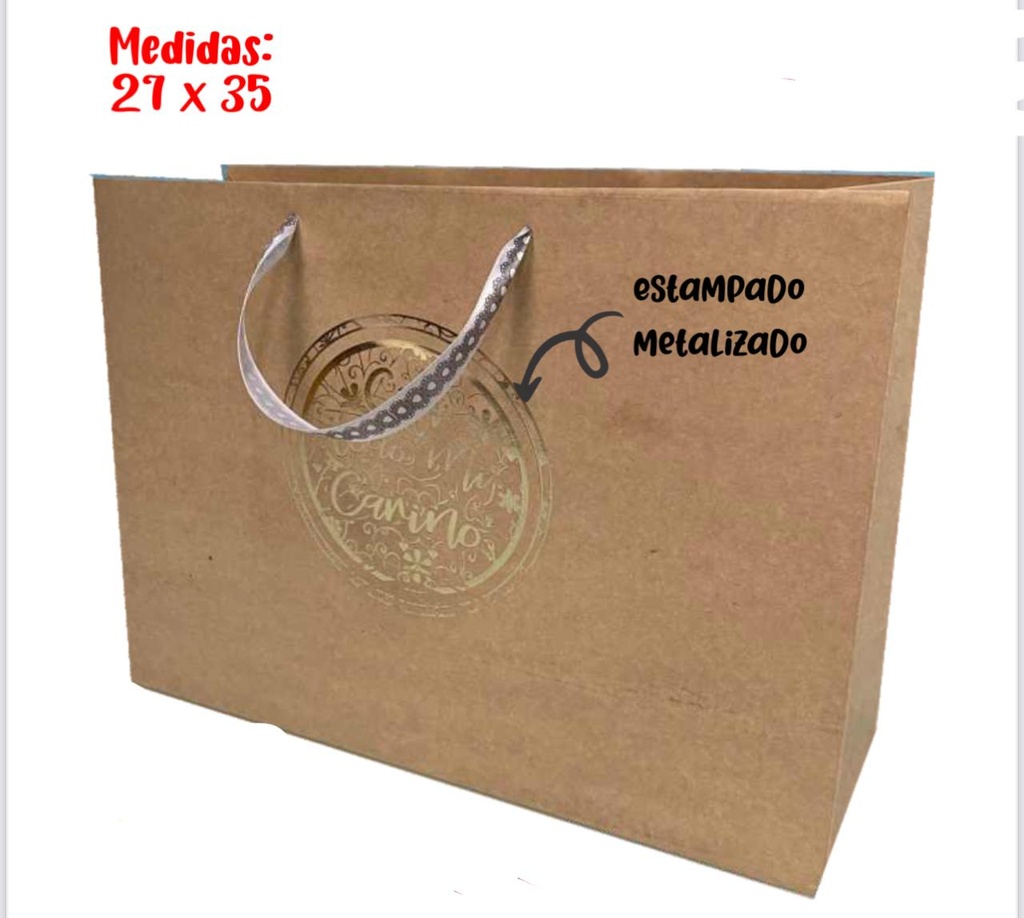 Bolsa regalo cariñito grd horizontal kraft estampada PQT X6