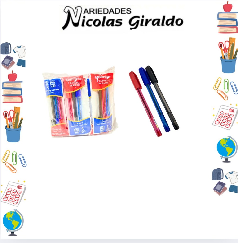 Lapicero eterna bolsa x3 PQT X12