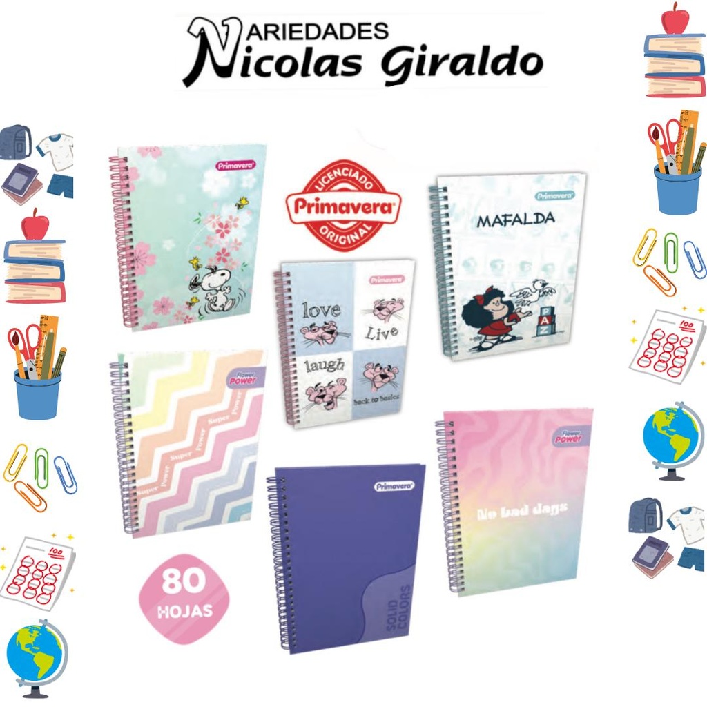 Libreta primavera argollado mini femenina PQT X12