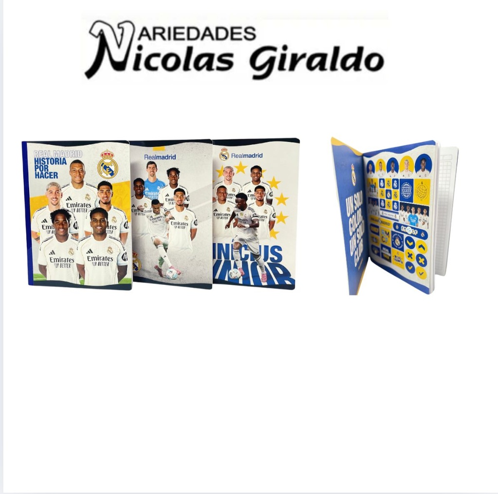 Cuaderno scribe gama media real madrid 100H cuadro