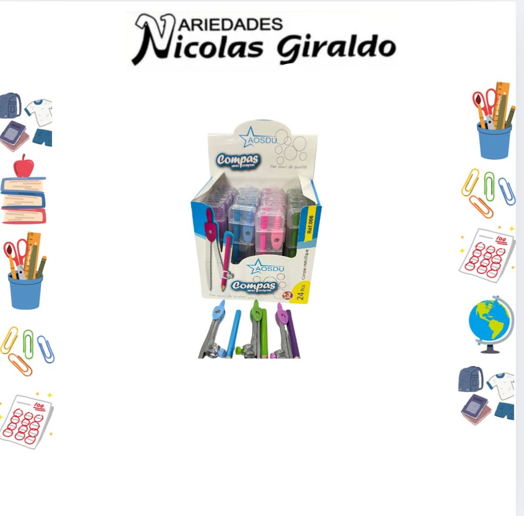 (006)Compas caja acrilico pequeño caja x24 