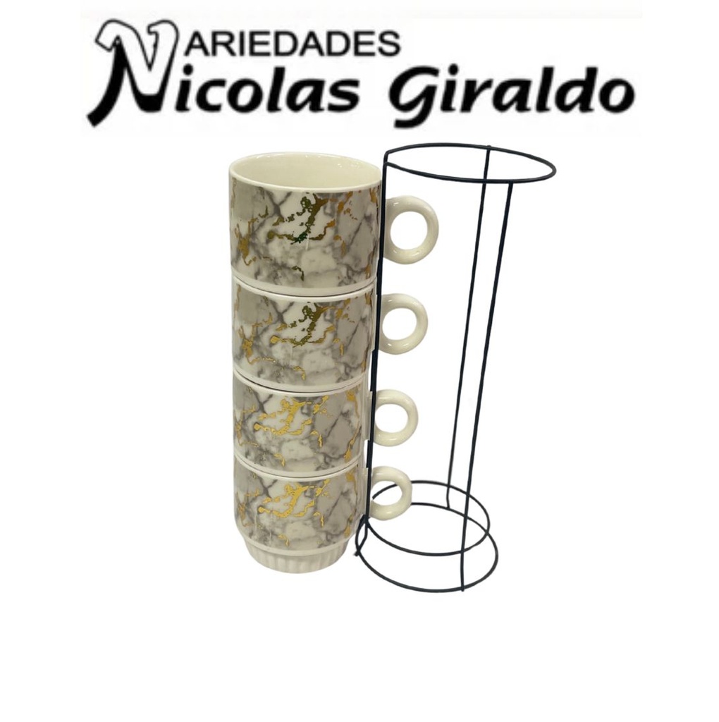 Pocillo tintero x4 con base estampado surtido mediano 