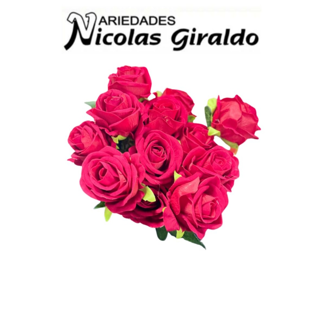 Flor artificial rosa gamusa roja x1 pequeña paquete x12