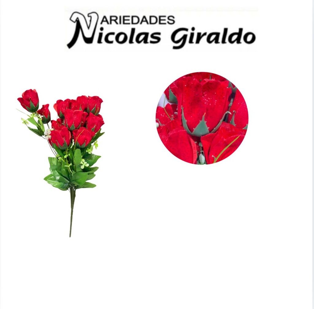 Flor ramo roja x18 grande roja