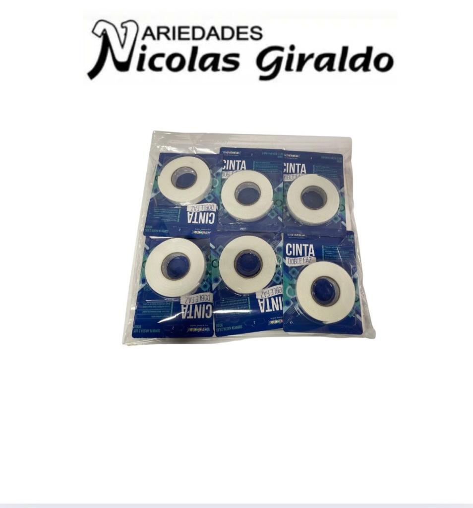 Cinta doble faz pequeña garabato PQT X12