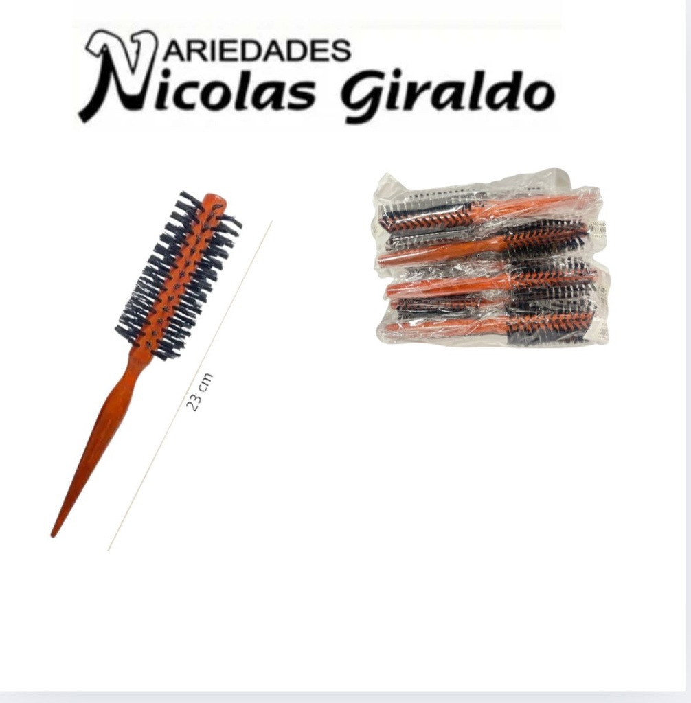 Cepillo peinar madera redondo mediana 12 filamento  pqt x12 