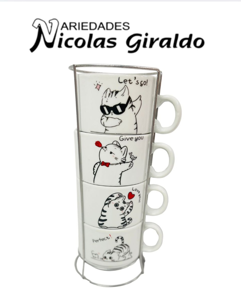 Pocillo tintero x4 con base estampado surtido pequeño