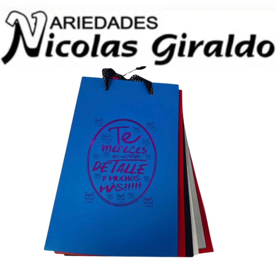 Bolsa regalo cariñito colores grande  pqt x6