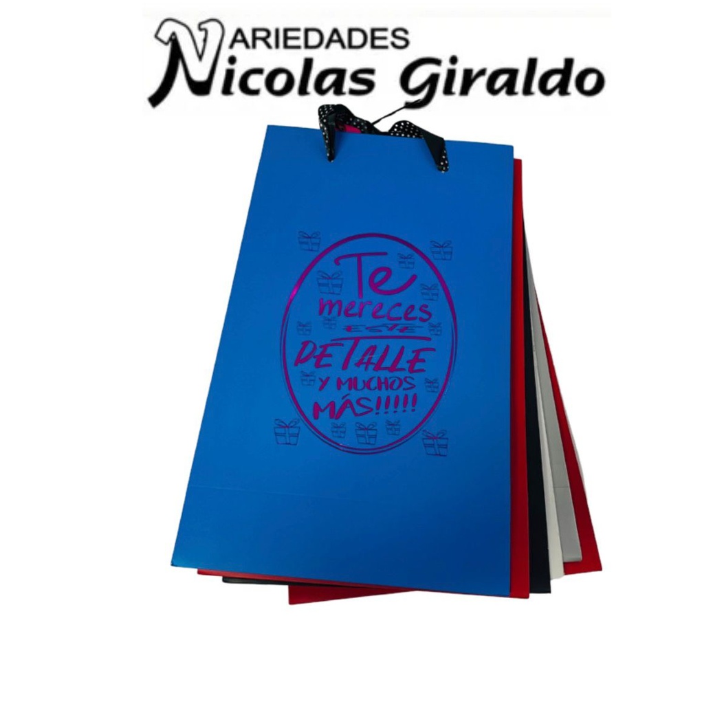 Bolsa regalo cariñito colores grande  pqt x6