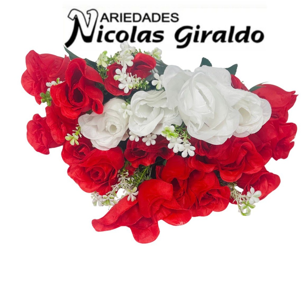 Flor ramo x12 roja con blanco