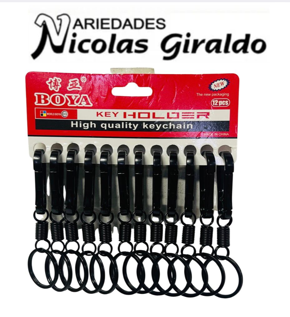 Llavero mosqueton negro pqt x12  