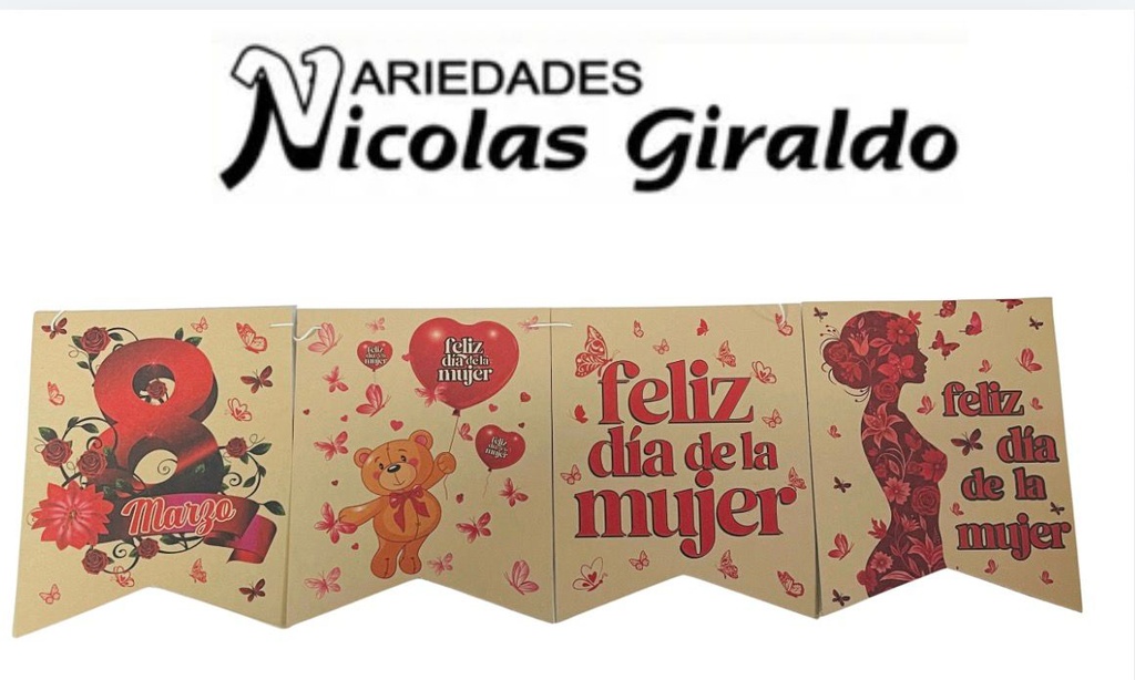 Banderin feliz dia mujer kraft