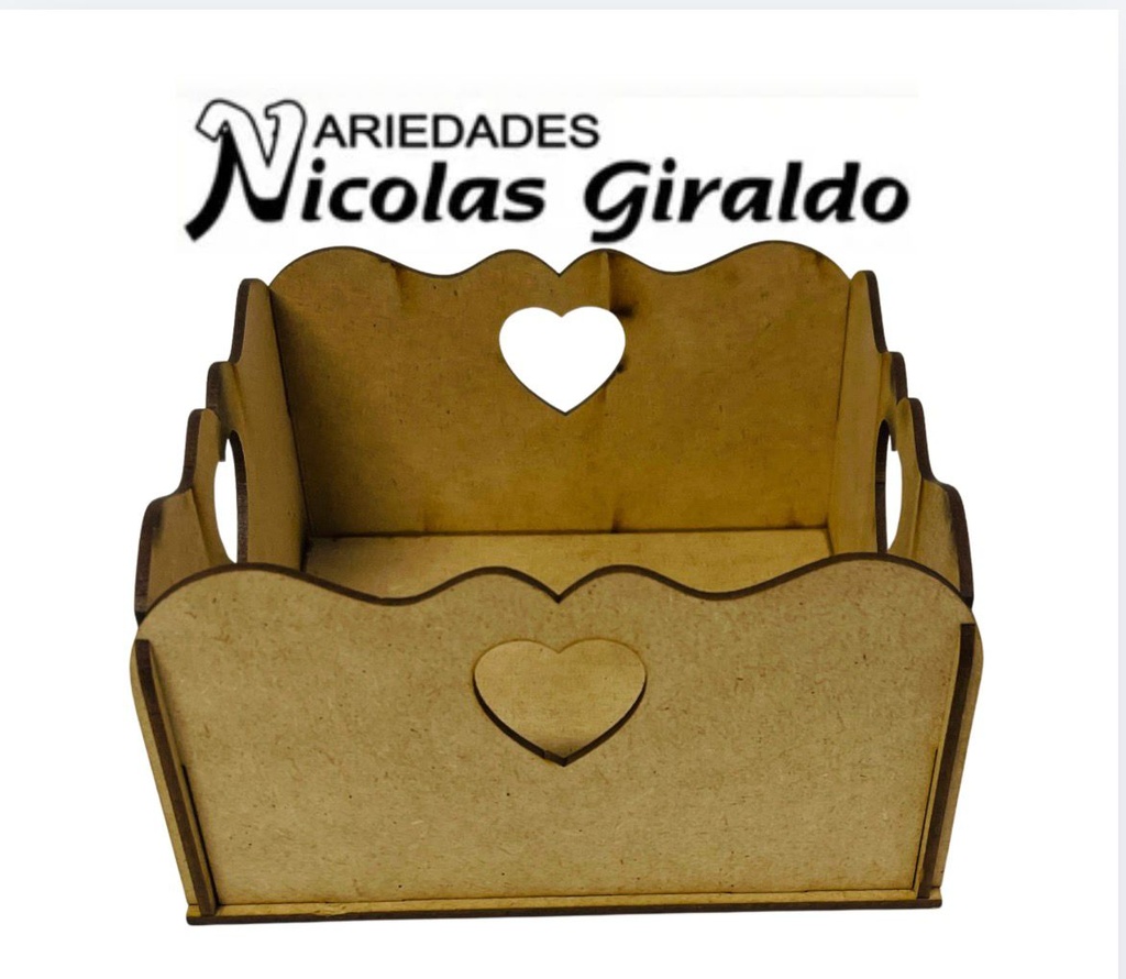 Canasta ancheta laser cuadrada 15x15 corazon