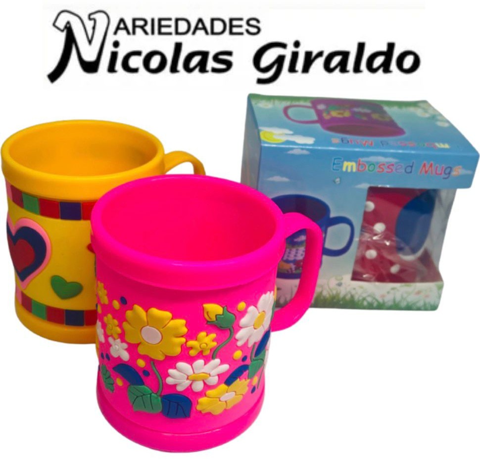 Vaso plastico infantil alto relieve en caja