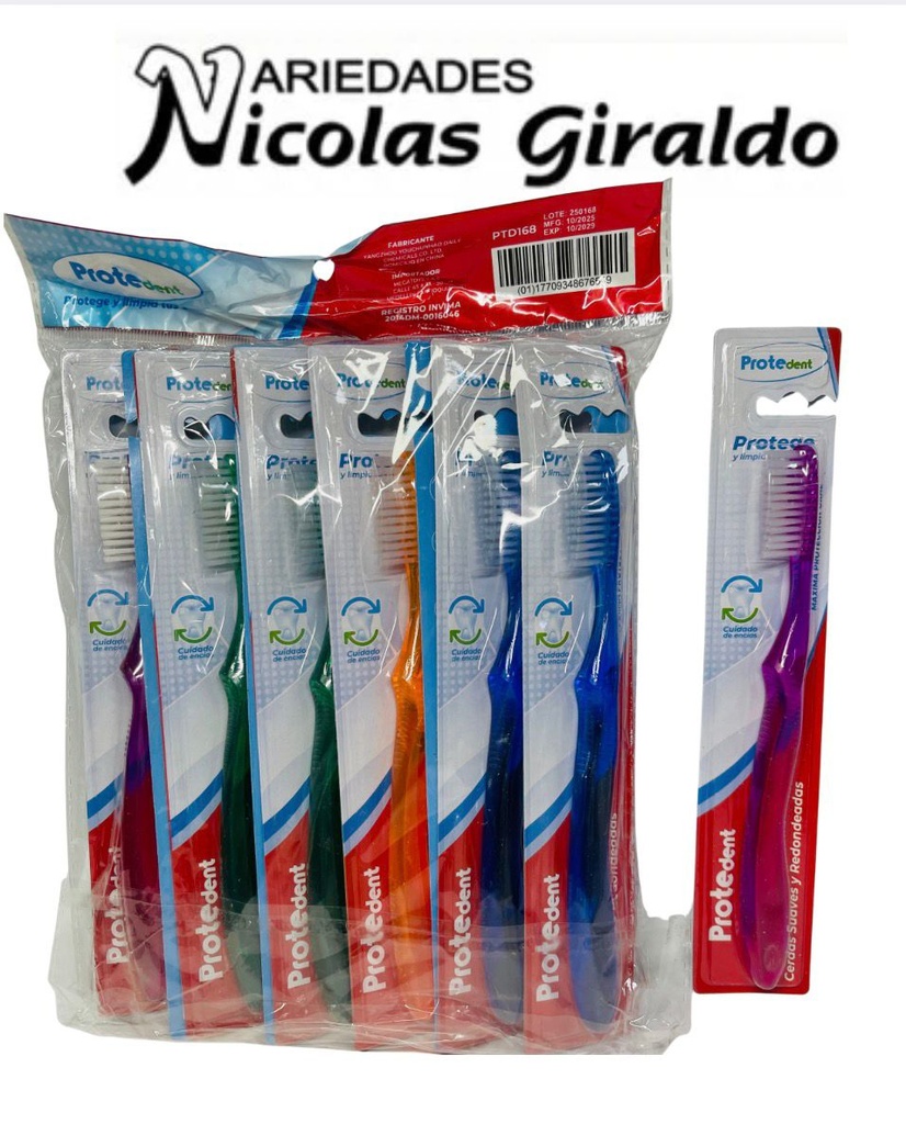 Cepillo dental adulto protedent x12 traslucido
