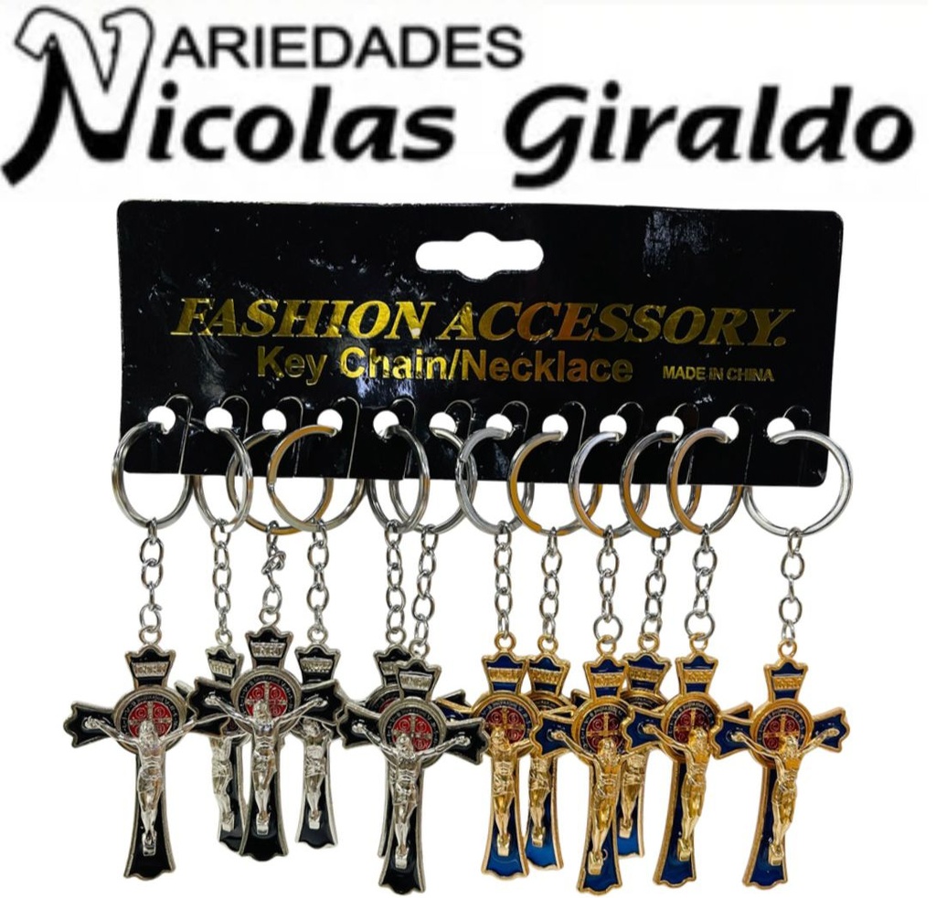 Llavero cruz metal pqt x12 