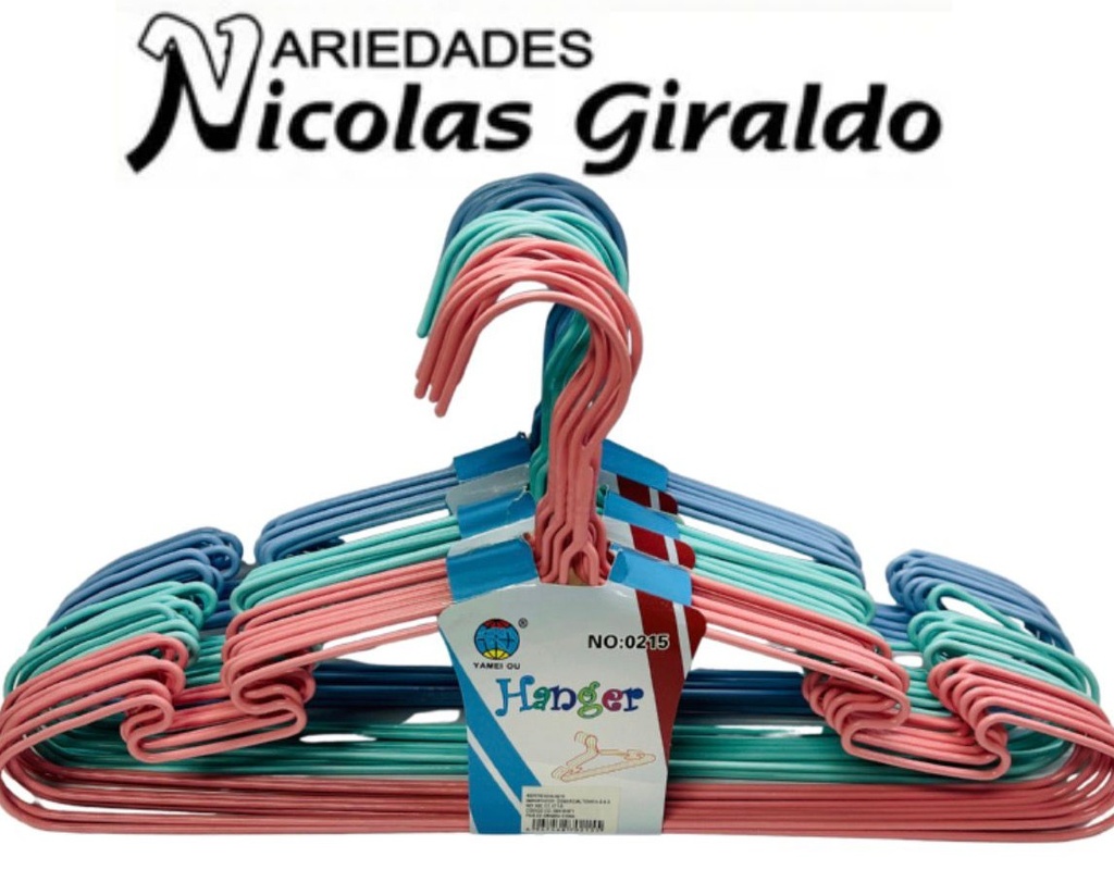 Gancho ropa alambre color x10 