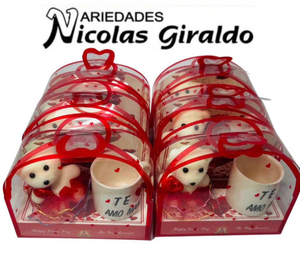 Regalo mini pocillo y oso en acetato cj x6