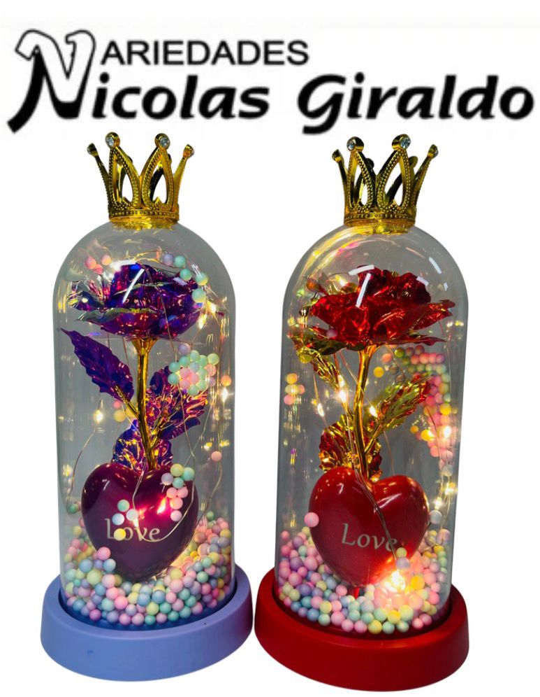 Urna decorativa corazon luz grande con corona 