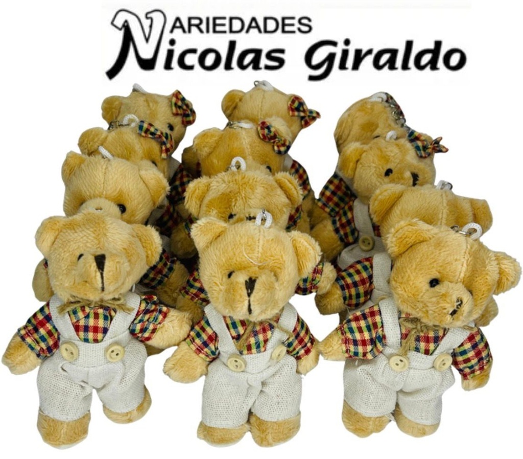 Llavero peluche oso vestido 12CM pqt x12  