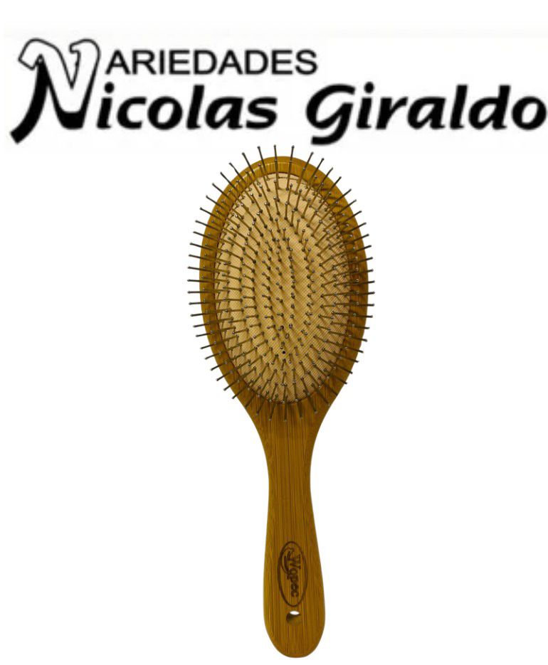 Cepillo peinar bambu ovalada cerda acero  