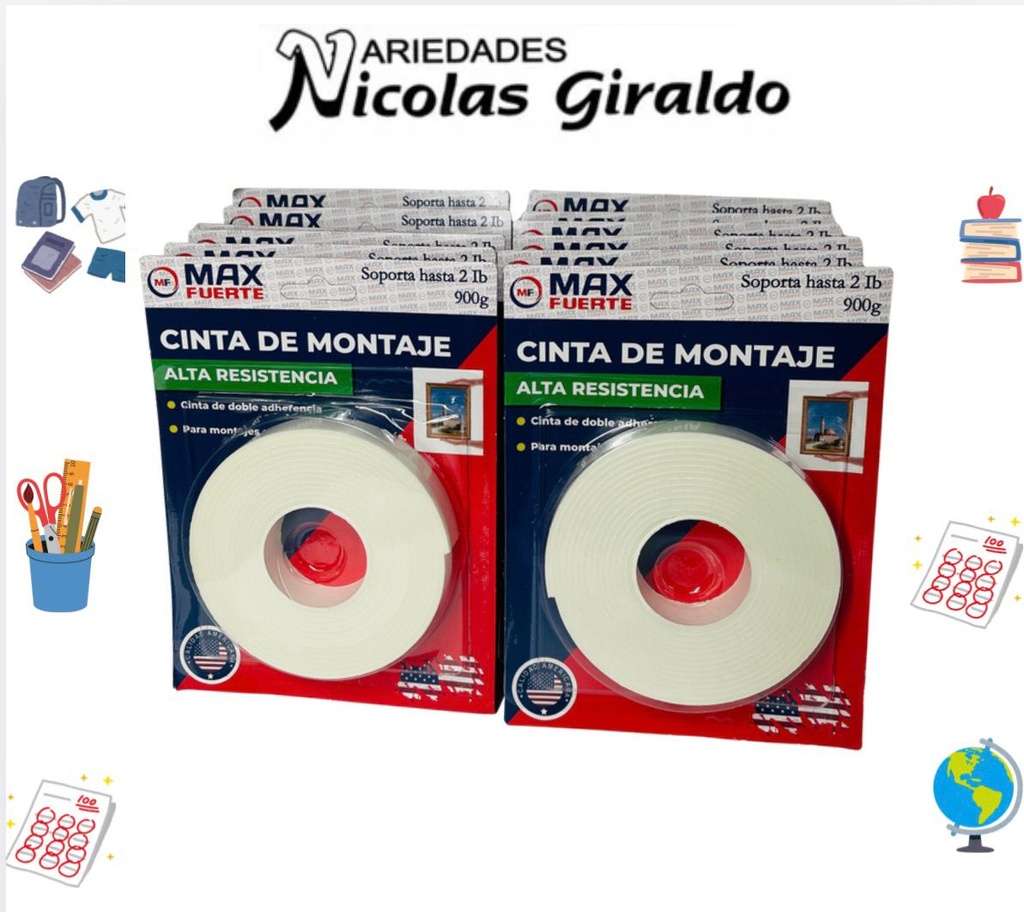 Cinta doble faz grande max fuerte PQT X12 