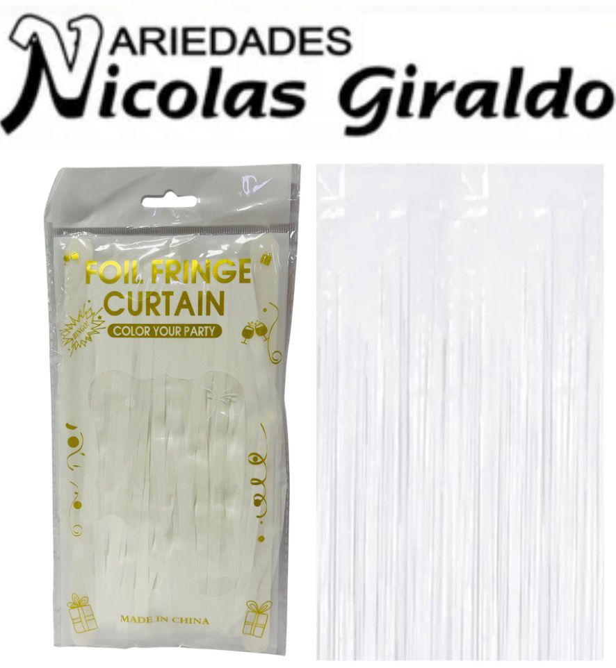 Cortina fiesta brillante 2X1mt blanca 