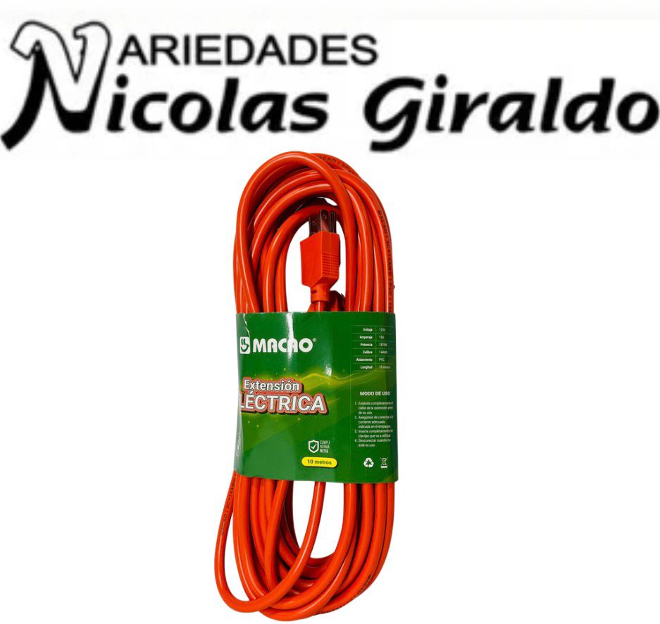 Extension naranja Macao x10 metros con polo a tierra