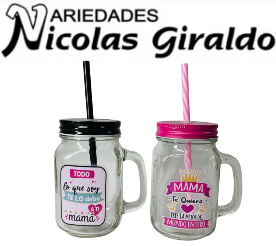 Vaso pitillo vidrio cuadrado estampado madres