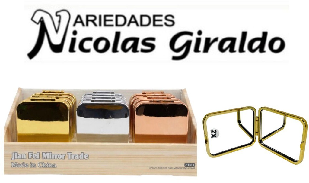 Espejo cartera brillante cuadrado fino cja x12    