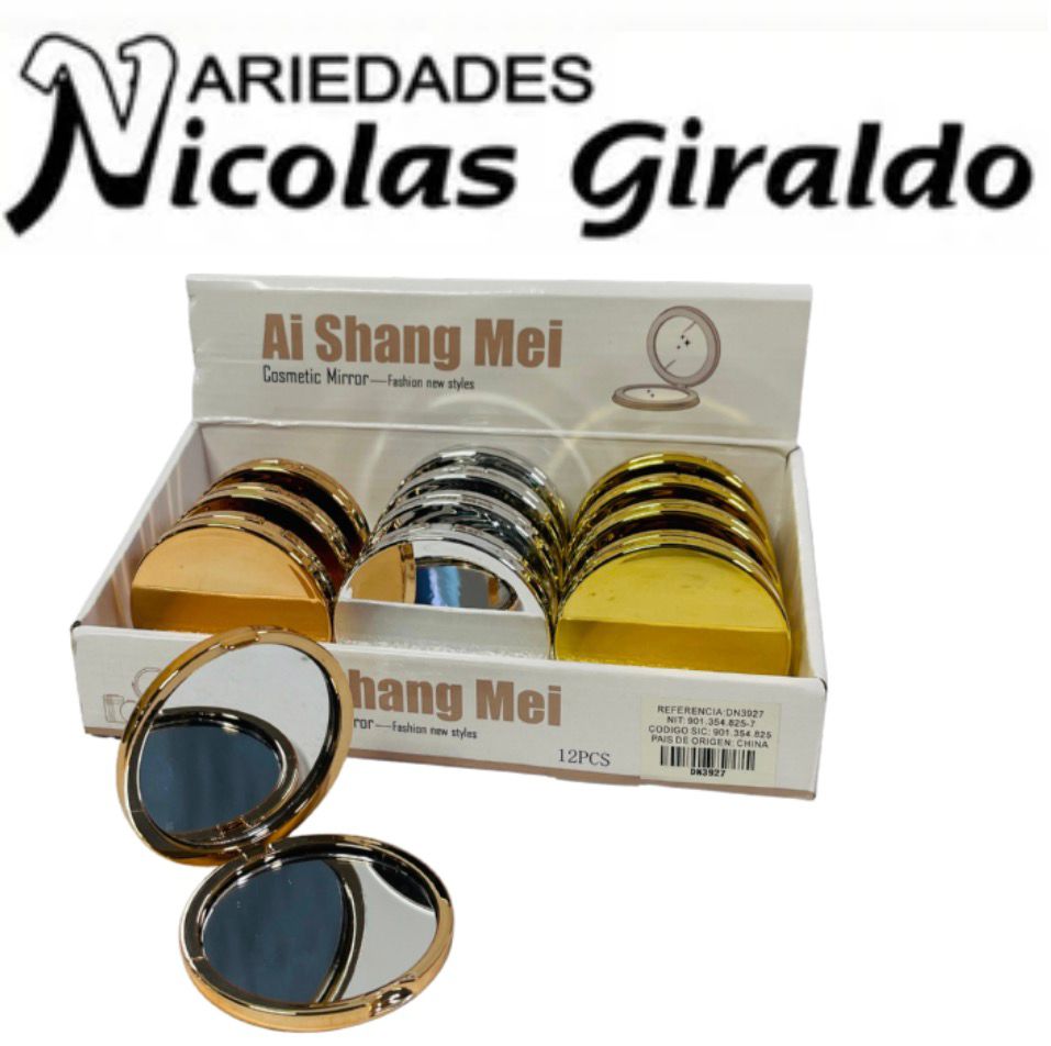 Espejo cartera brillante redondo fino cja x12     