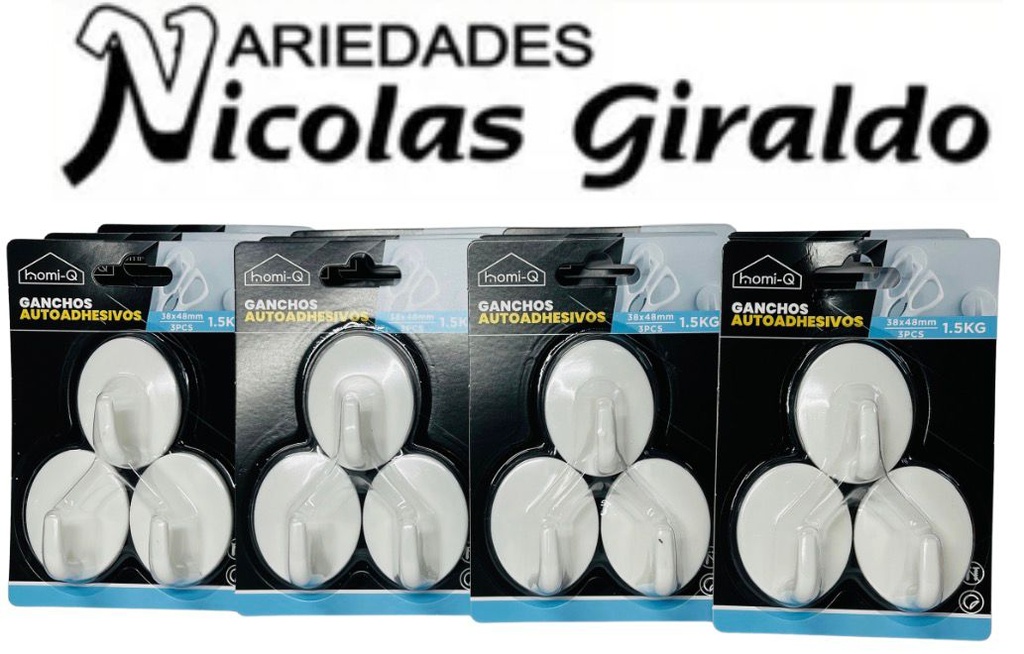 Gancho adhesivo homi-q carton redondo x3 PQT X12