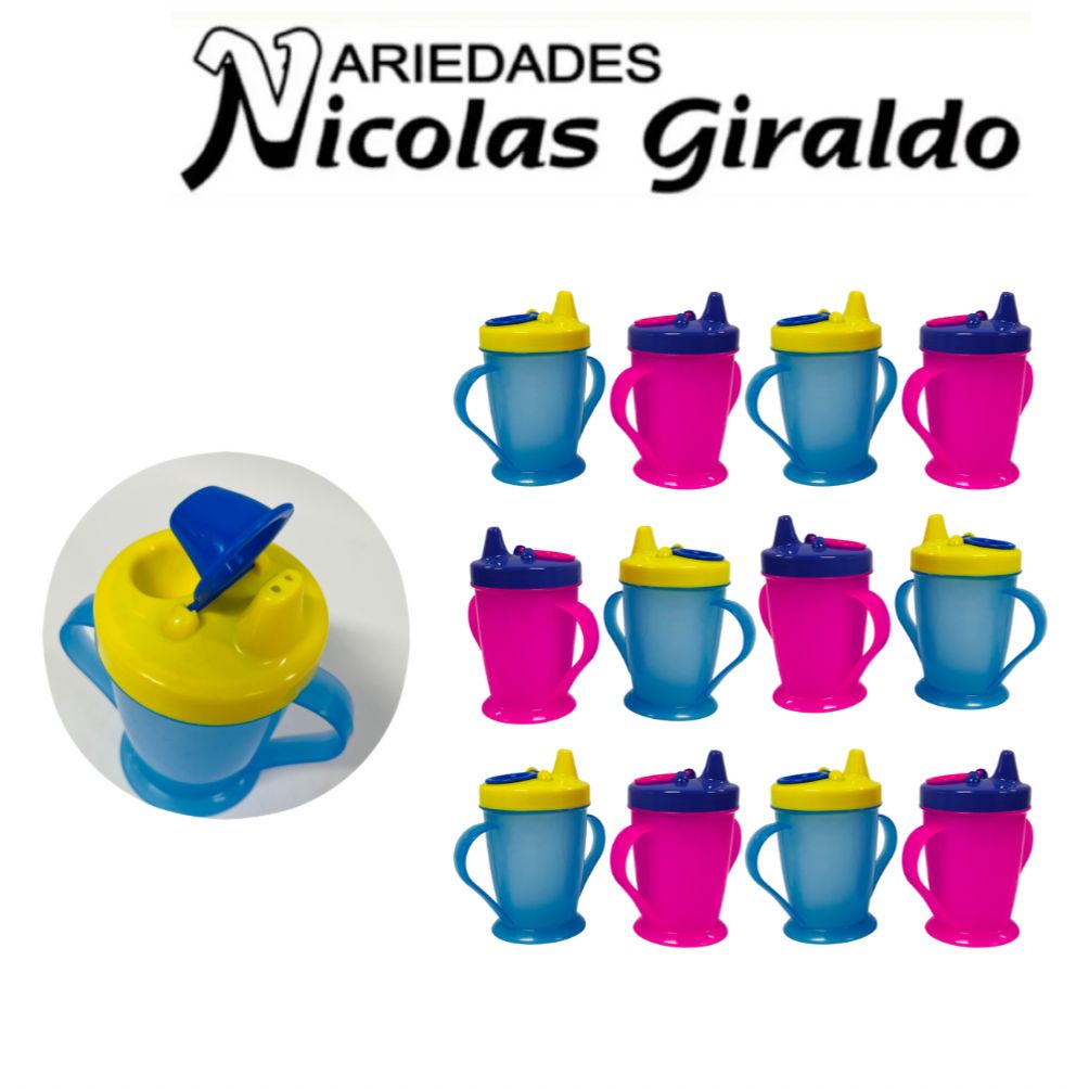 Vaso bebe fino con tapa pitillo pqt x12