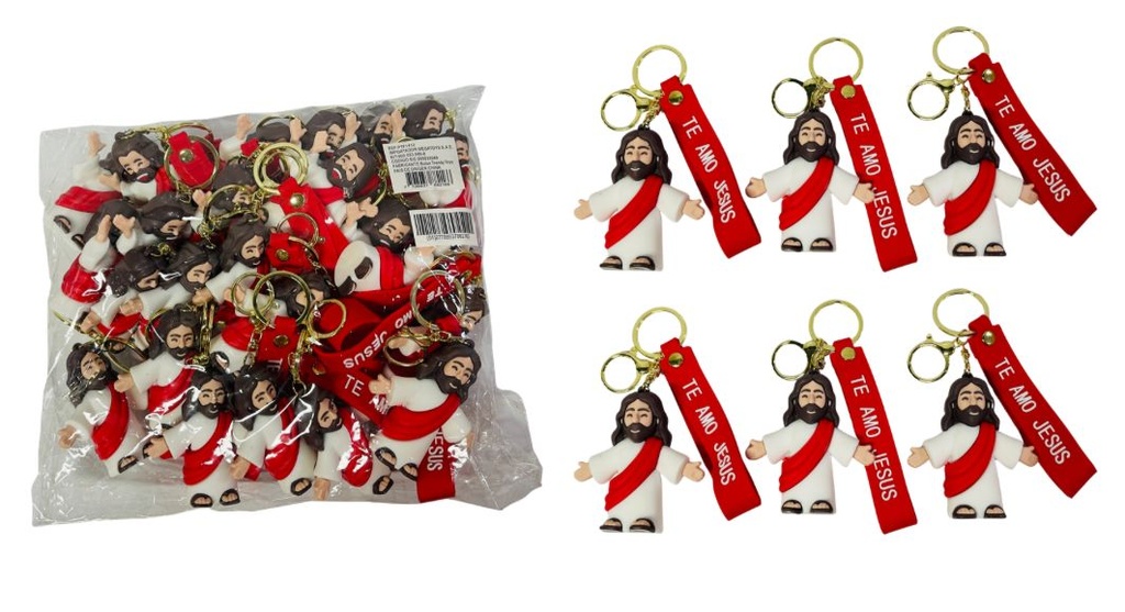 Llavero caucho fino te amo Jesus correa ancha pqt X24 