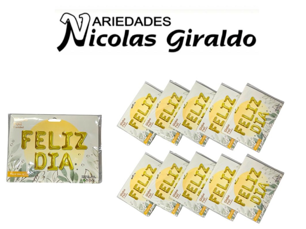 Inflable feliz dia dorado letra PQTX10