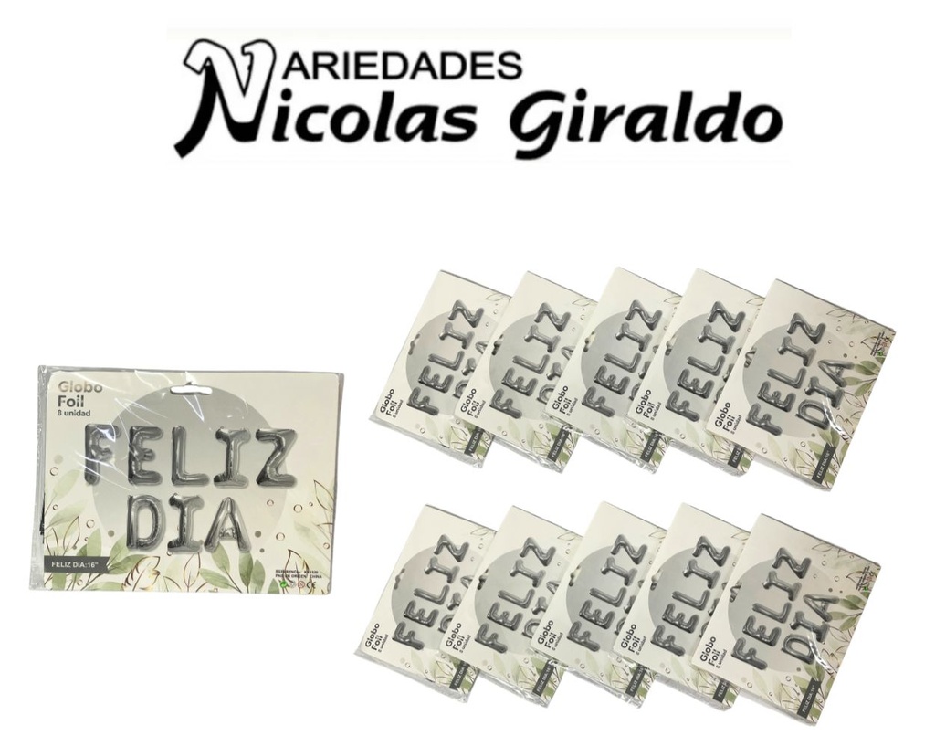 Inflable feliz dia plata letra PQT X10