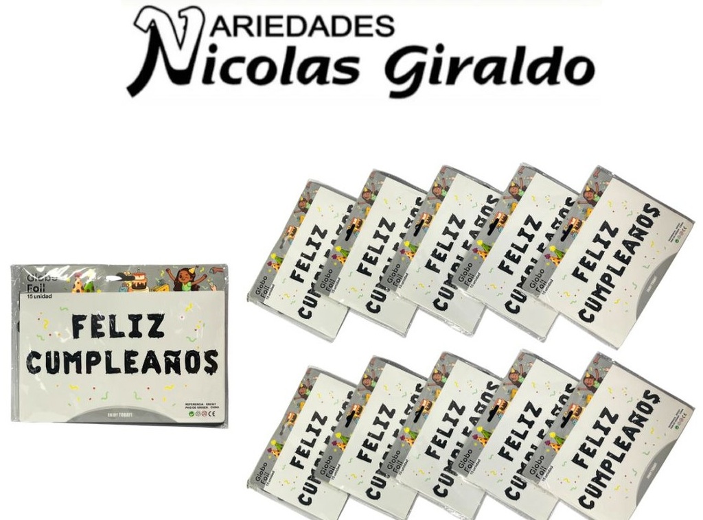 Inflable "feliz cumpleaños" letra negro PQT X10