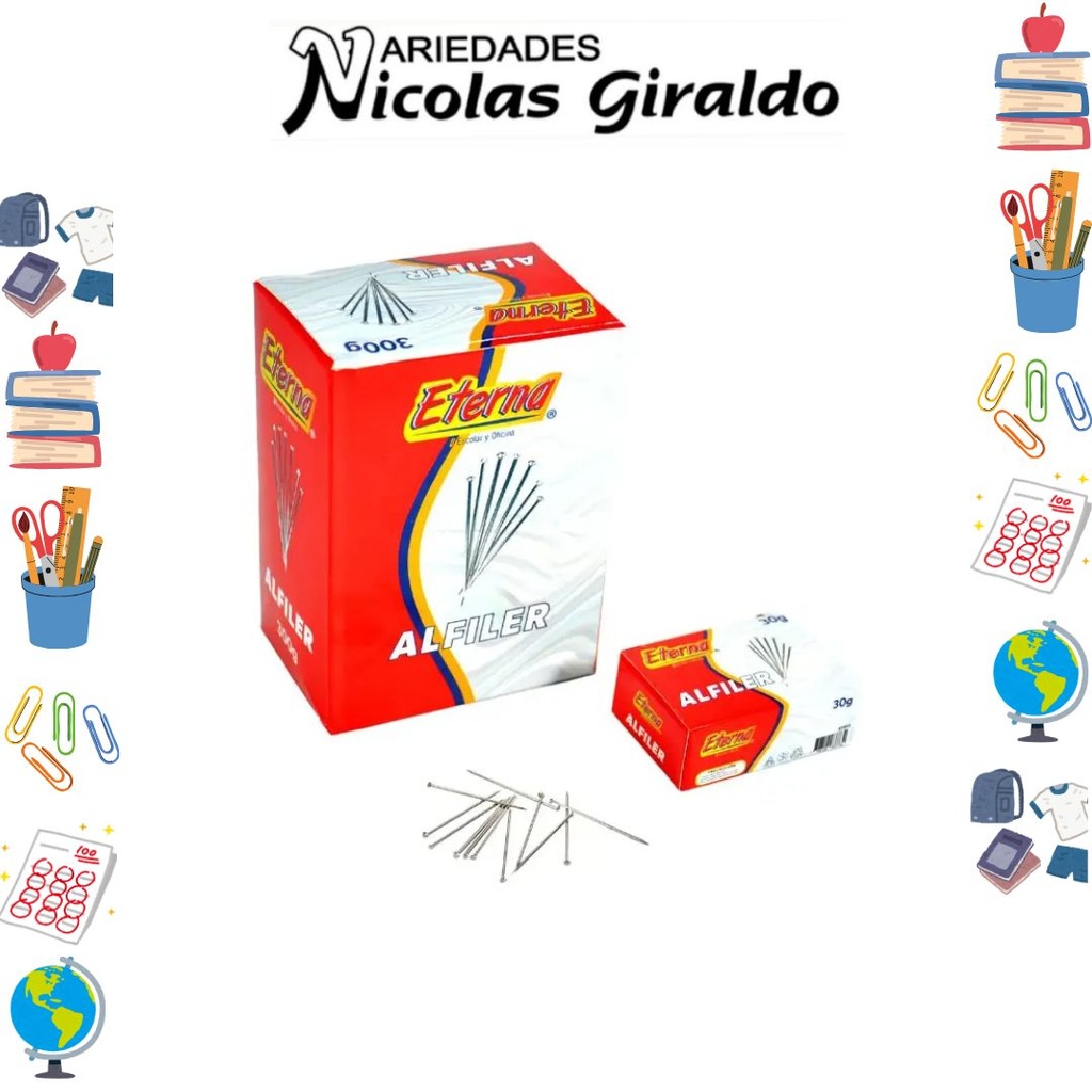 Alfiler eterna 2,8cm 30gramos caja x10