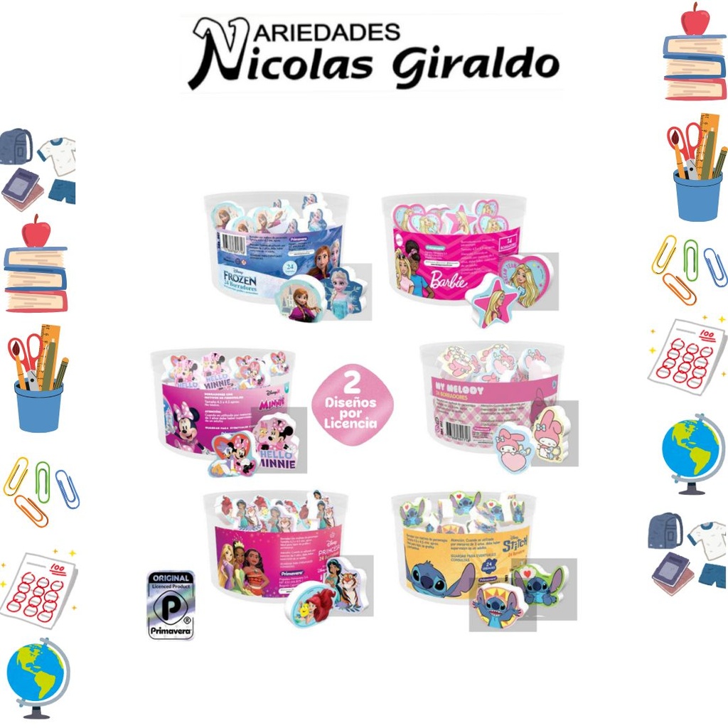 (P584)Borrador primavera personajes niña tarro x24