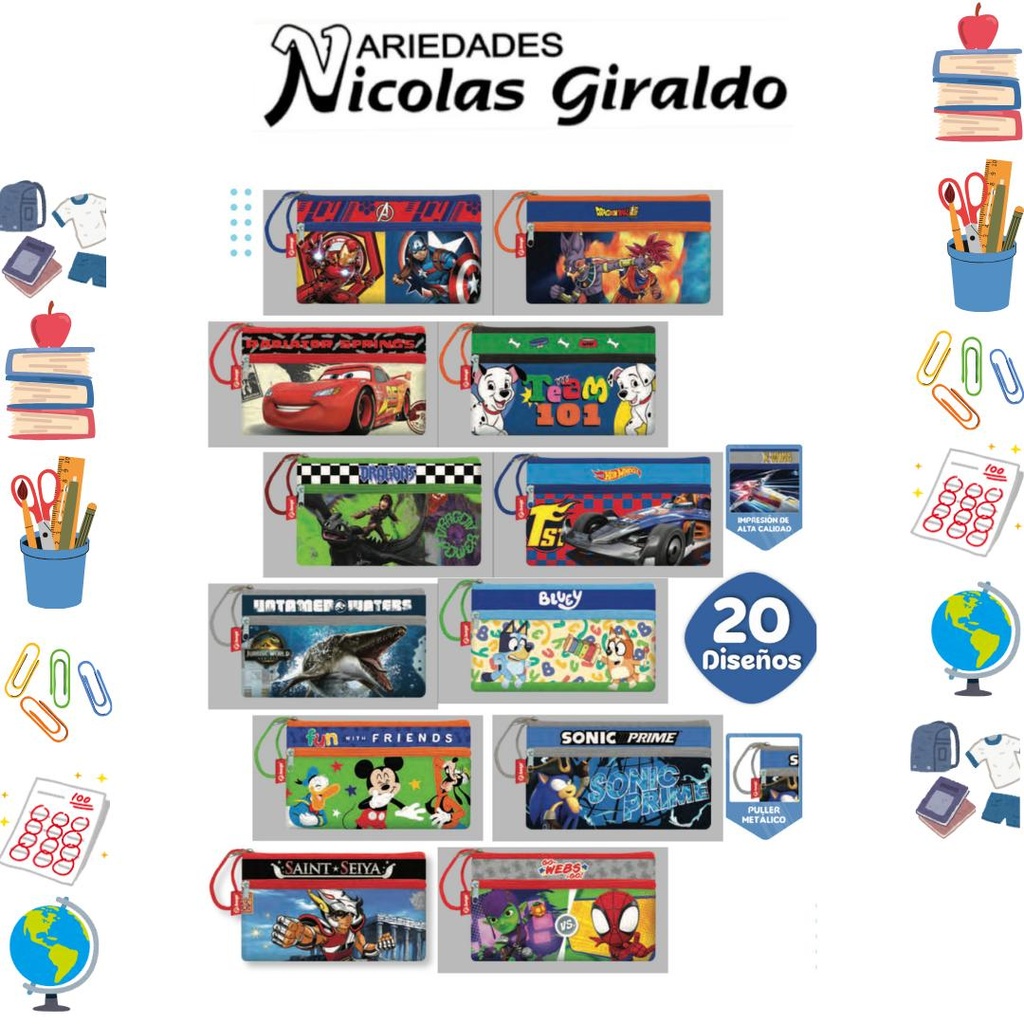 Cartuchera primavera 2 cierre niño