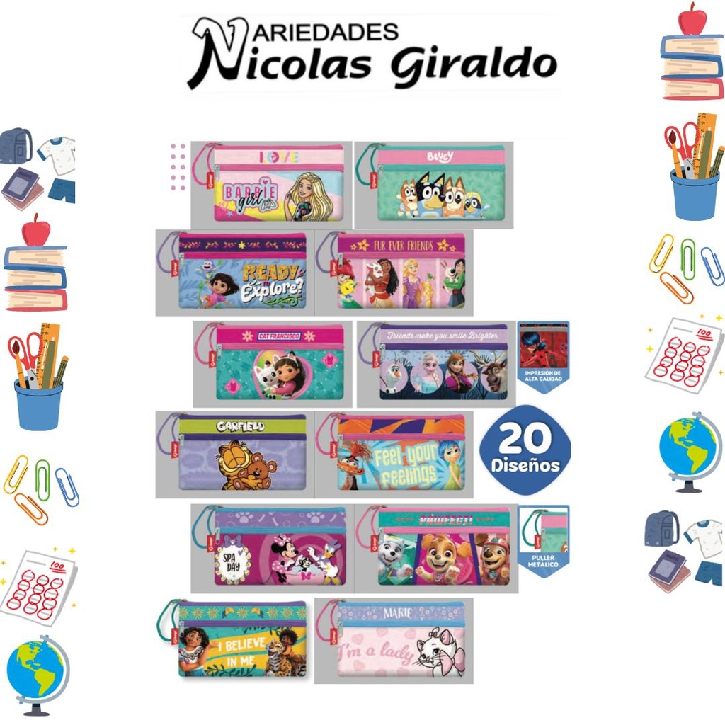 Cartuchera primavera 3 cierre niña