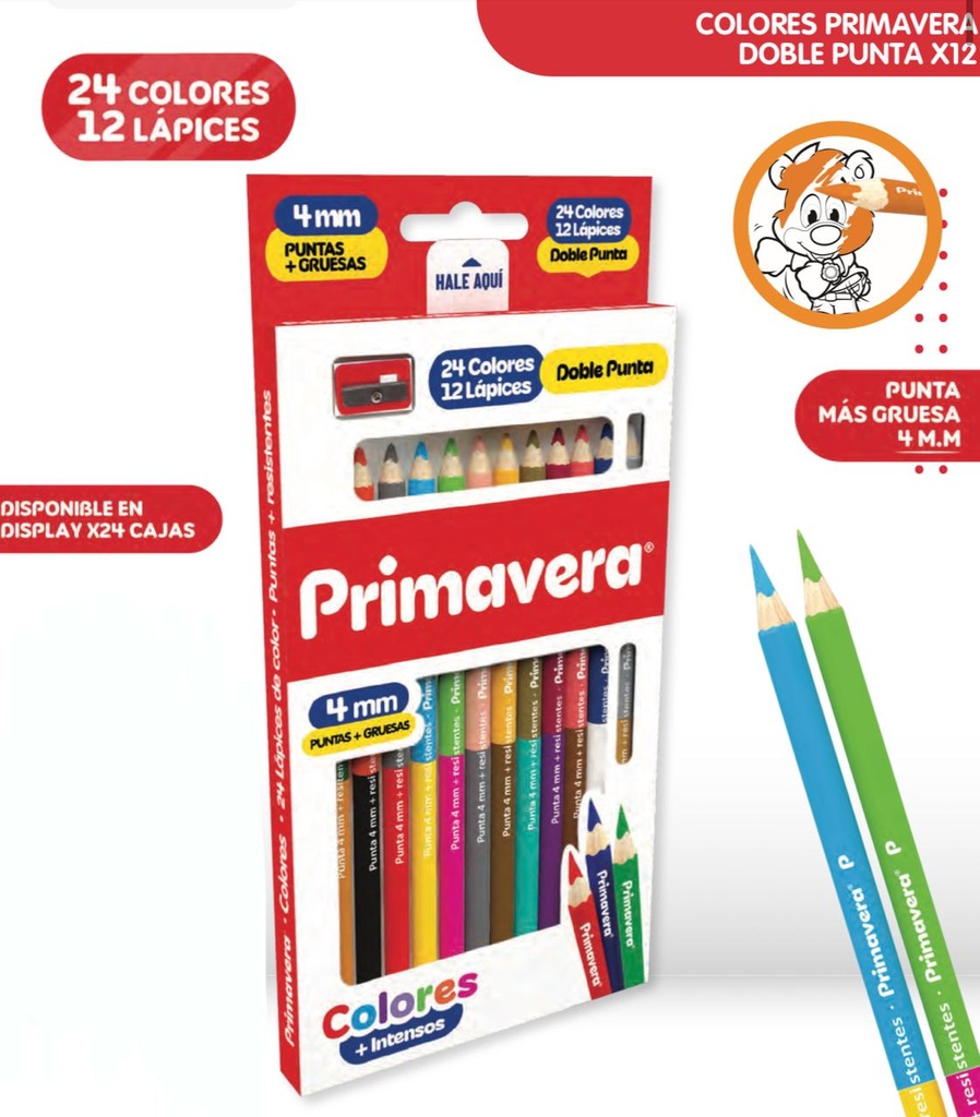 Color primavera doble punta x12