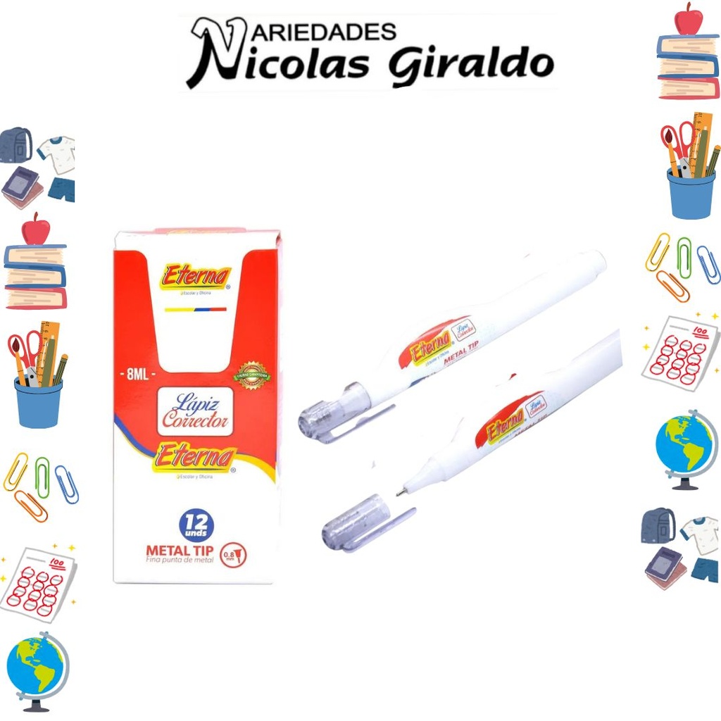 Corrector eterna 8 ml blanco caja x12 