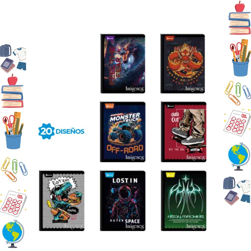 Cuaderno norma cosido economico 100H  cuadro masculino